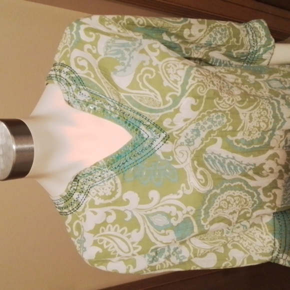 Charter Club Intimates lounger, green, aqua, white, size M - Picture 2 of 7